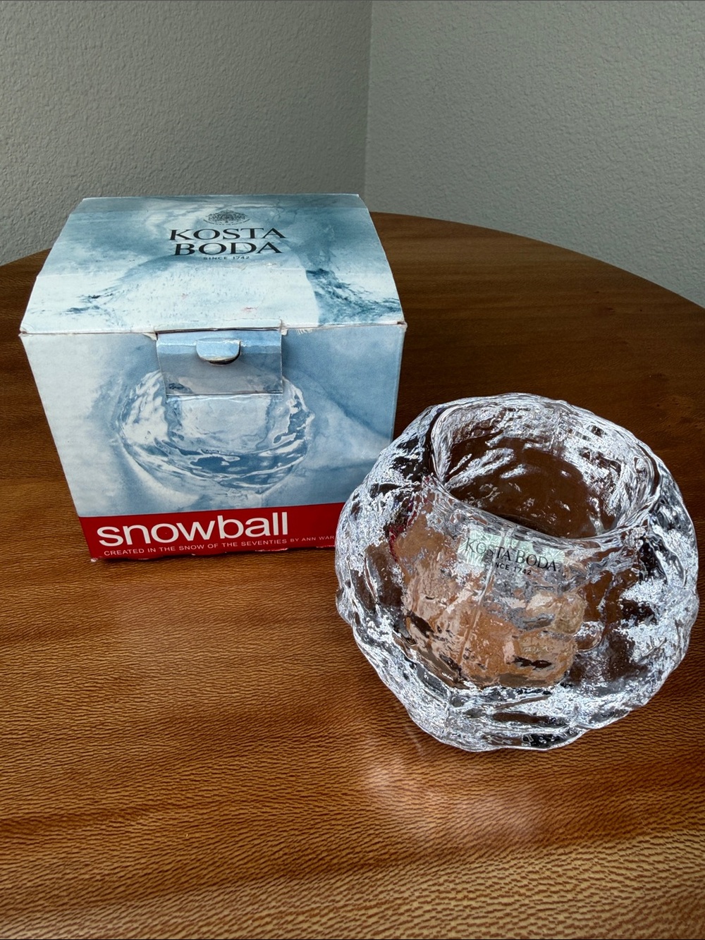 Kosta-Boda Snowball Hurricane Votive Candle Holder with Box Ann Wärff Sweden